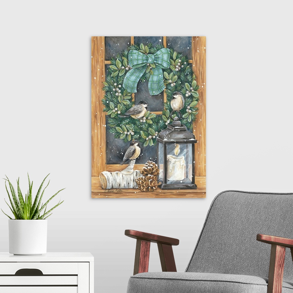 A modern room featuring Winter Wreath