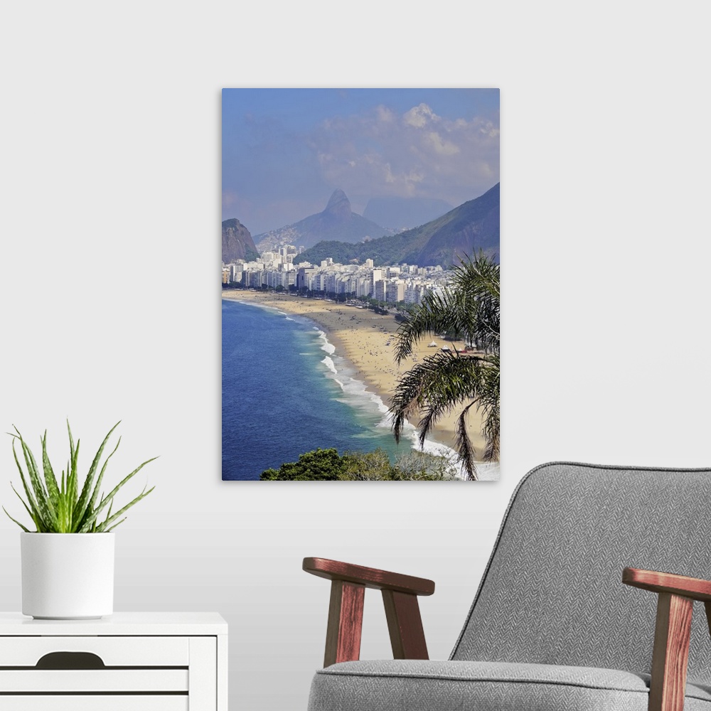 A modern room featuring Copacabana Beach viewed from the Forte Duque de Caxias, Leme, Rio de Janeiro, Brazil, South America