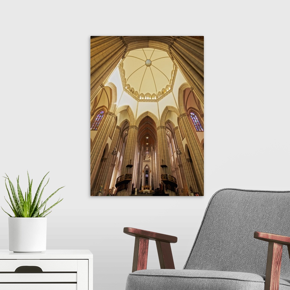 A modern room featuring Interior view of the Sao Paulo See Metropolitan Cathedral, Praca da Se, City of Sao Paulo, State ...