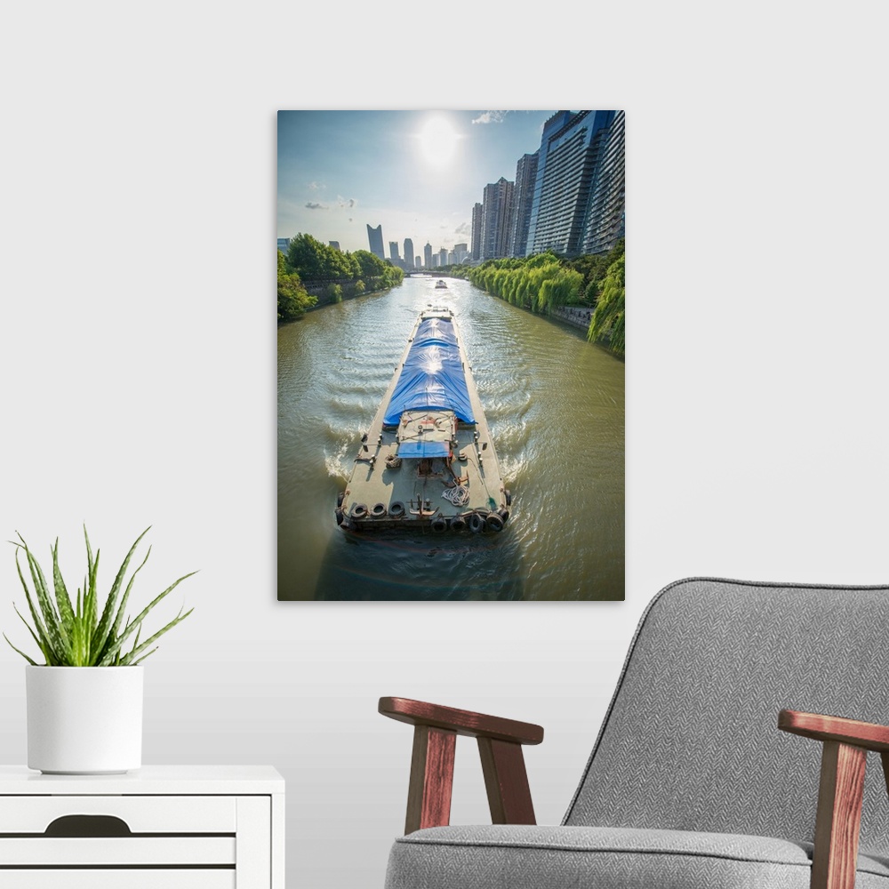 A modern room featuring Ships on Grand Canal, Hangzhou, Zhejiang, China