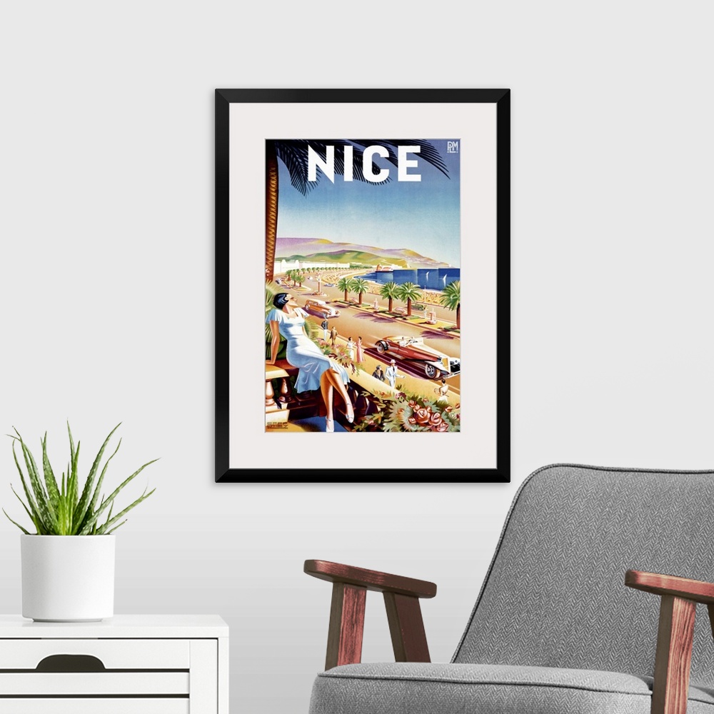 A modern room featuring Nice Riviera Beach Resort Vintage Advertising Poster