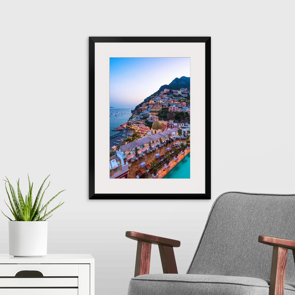 A modern room featuring Positano, Amalfi Coast, Salerno Province, Campania, Italy-View Of The Positano Village During The...