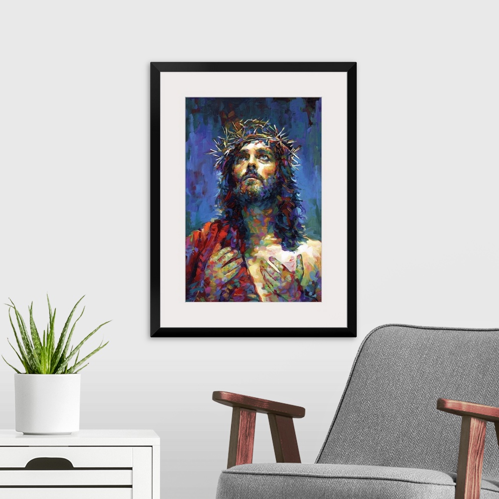 A modern room featuring Jesus Christ