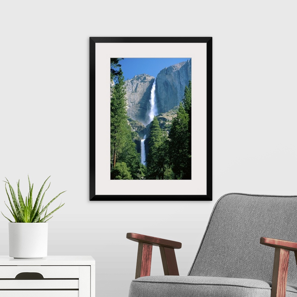 A modern room featuring Upper and Lower Yosemite Falls, California