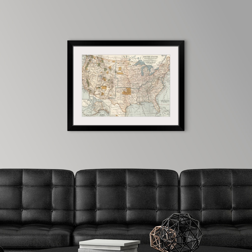 A modern room featuring United States - Vintage Map