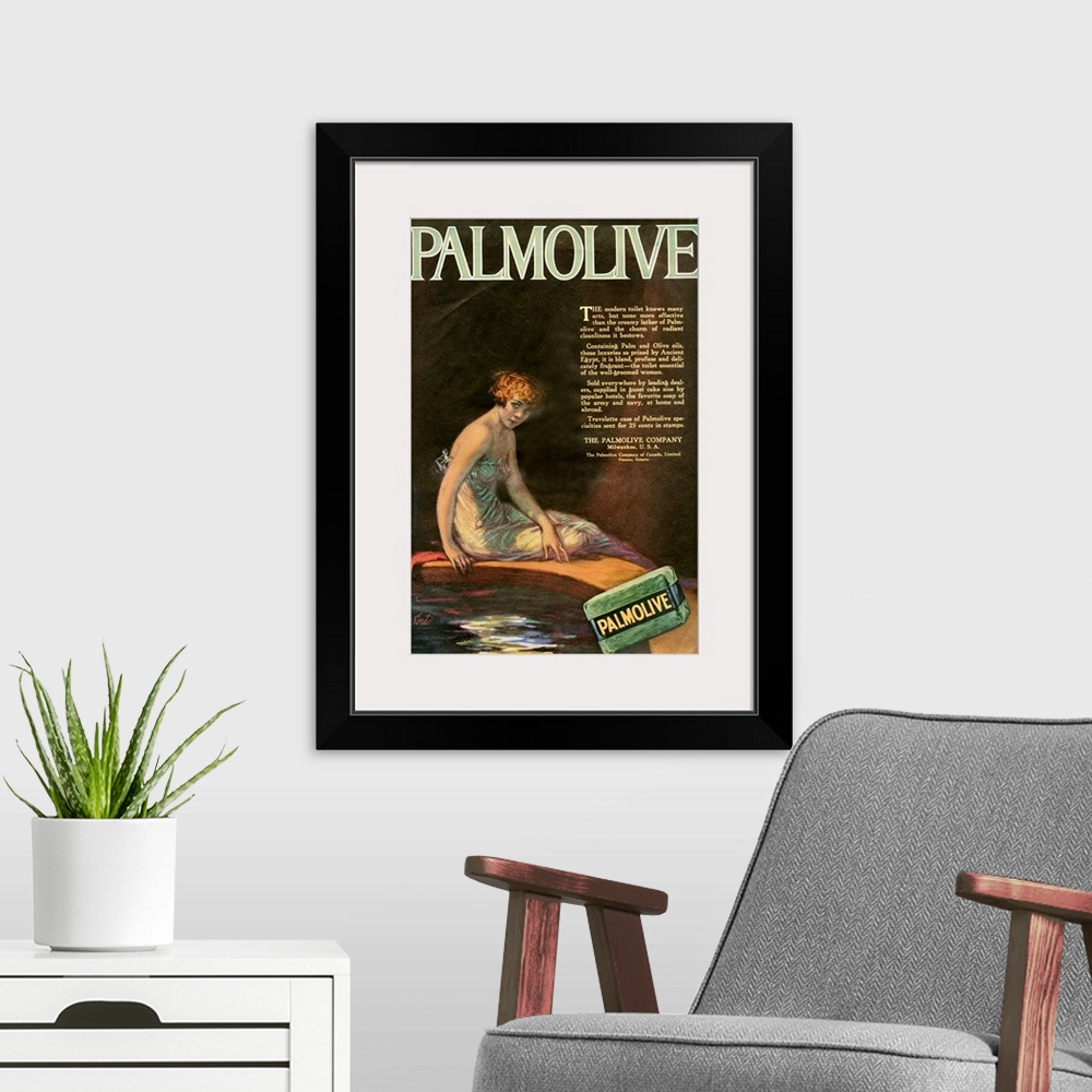 A modern room featuring 1910's USA Palmolive Magazine Advert