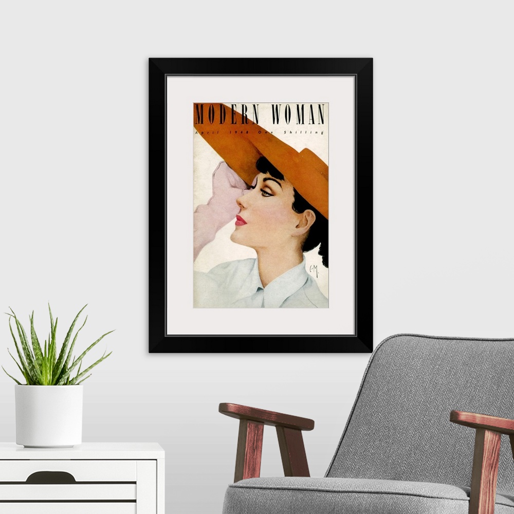 A modern room featuring 1940's UK Modern Woman Magazine Cover