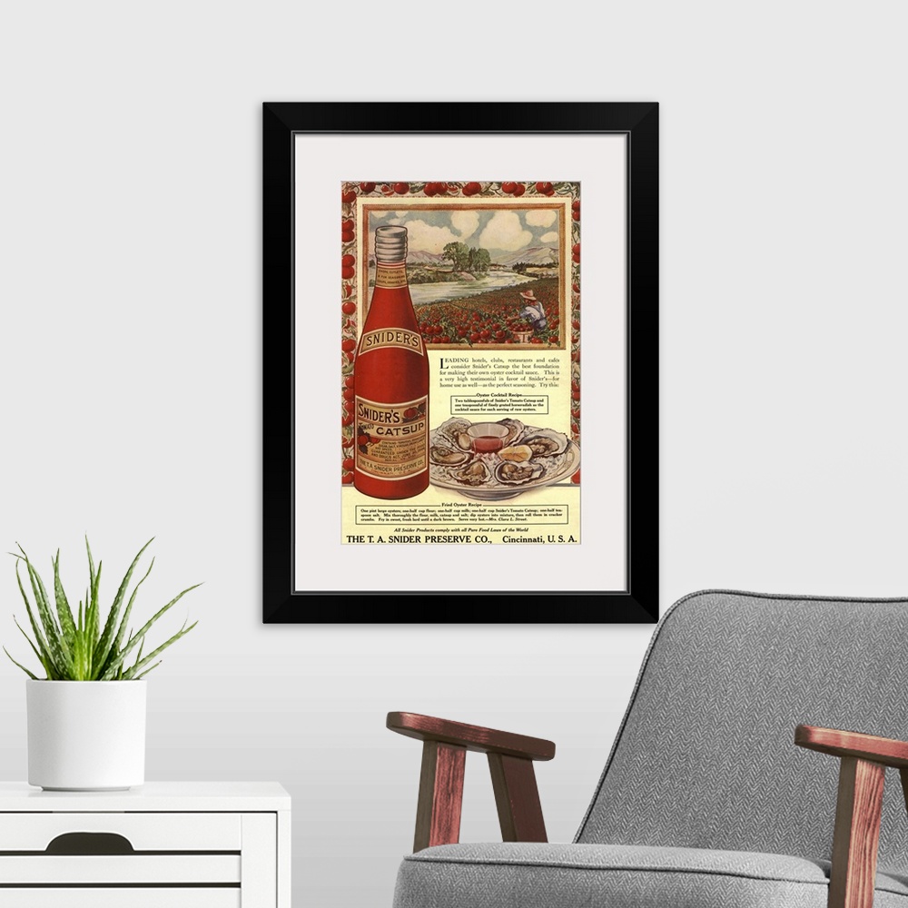 A modern room featuring .1900s .USA.tomato sauce catsup sniders oysters tomatoes...