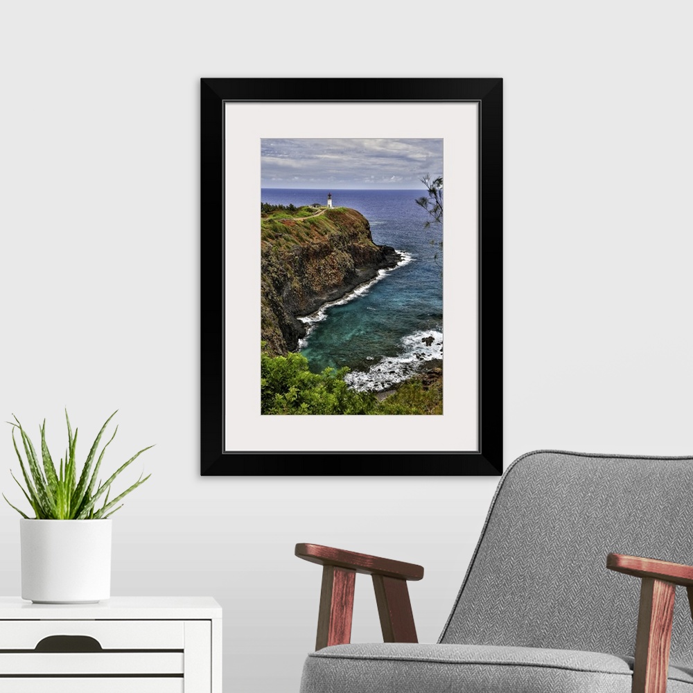 A modern room featuring A Lighthouse At The End Of A Trail Above A Cliff Along The Coast, Kilauea Point, Hawaii