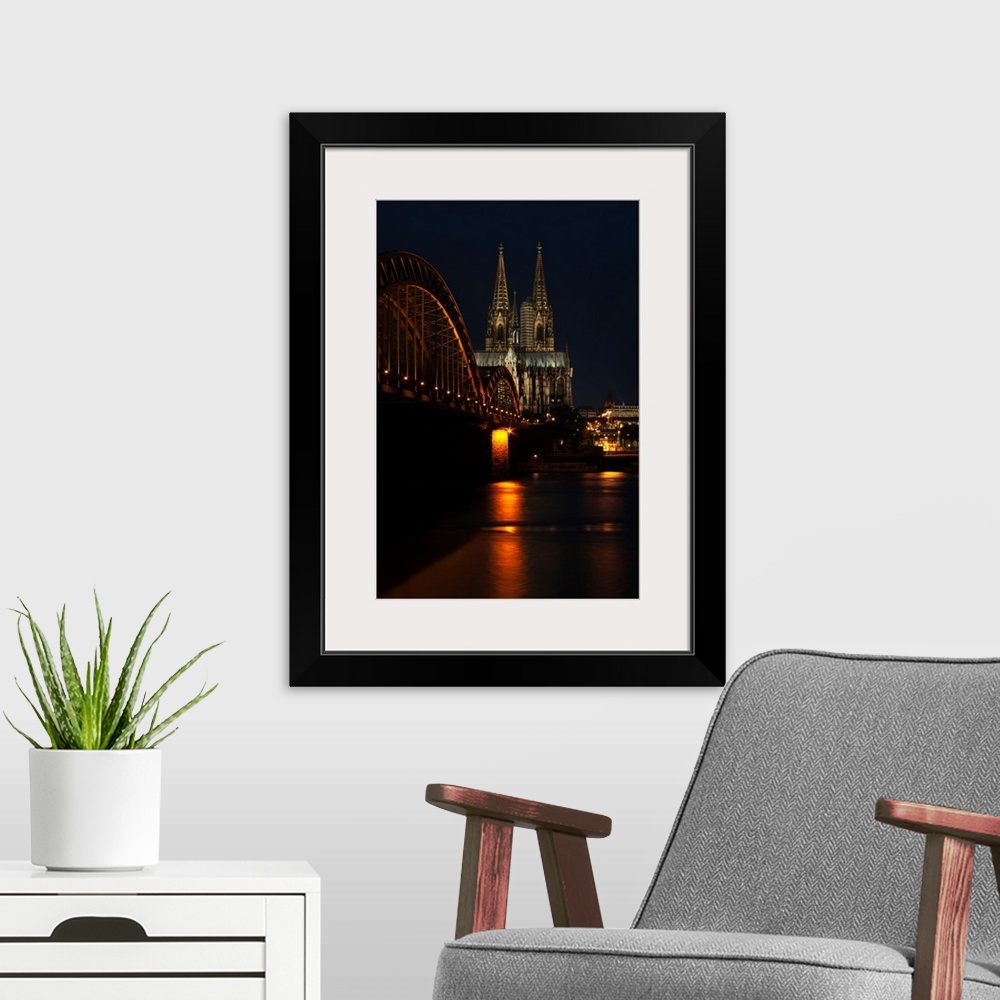 A modern room featuring Hohenzollern Bridge Over The River Rhine And Cologne Cathedral, Cologne, Germany