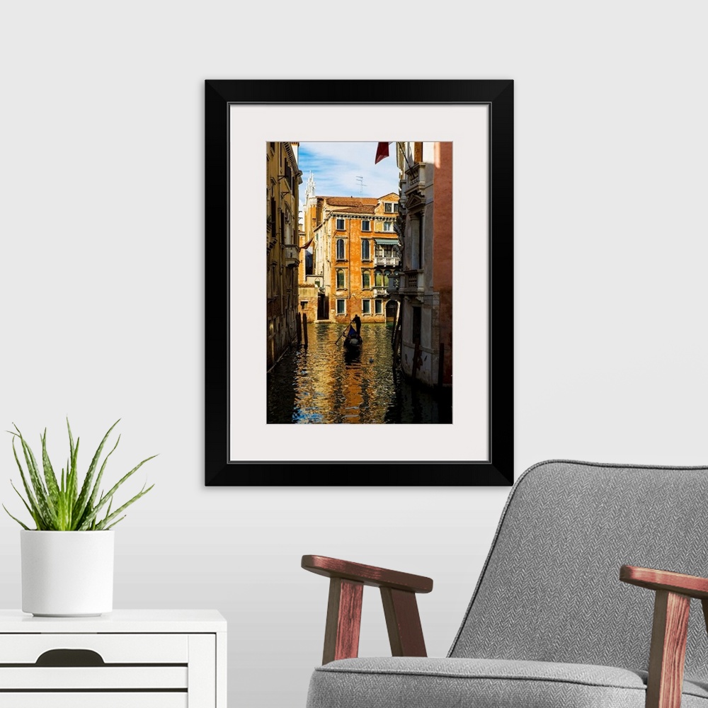 A modern room featuring Italy, Venice, Rowing gondola through canal
