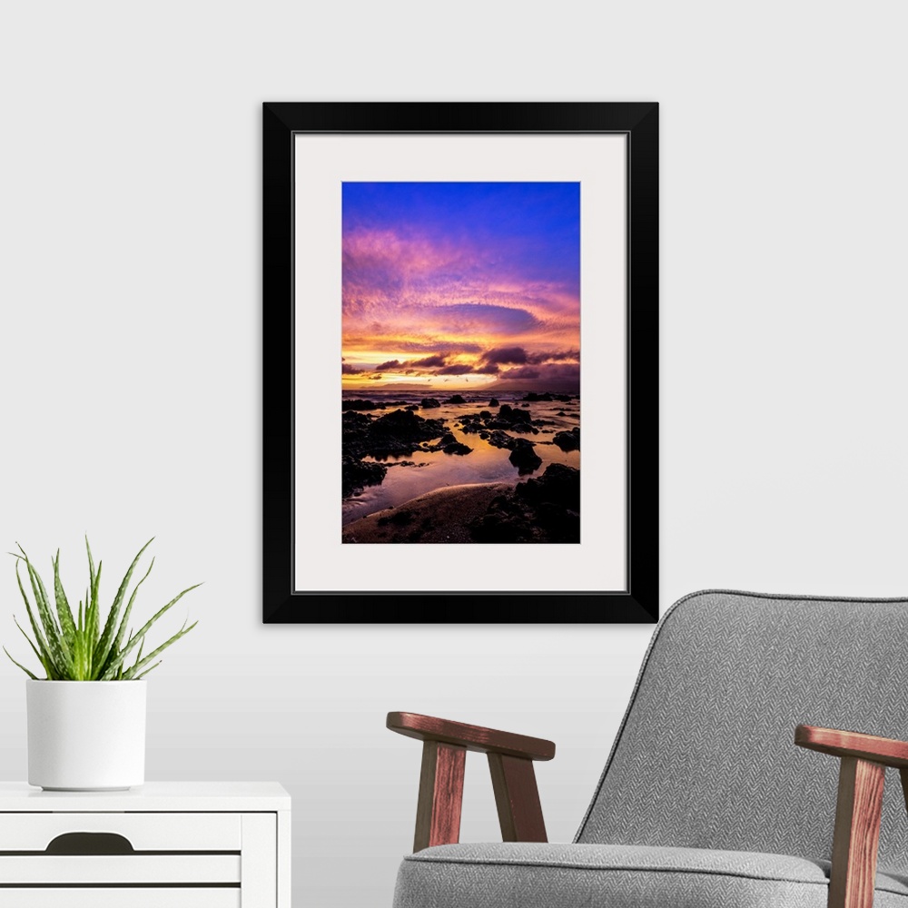 A modern room featuring Sunset view from Wailea coast; Wailea, Maui, Hawaii, United States of America