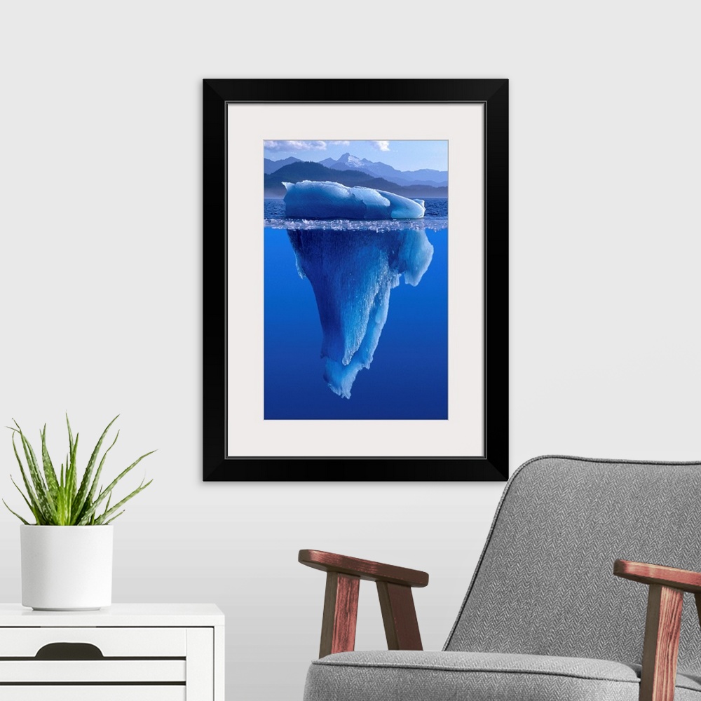 A modern room featuring View Of An Iceberg Above And Below The Surface Of The Water