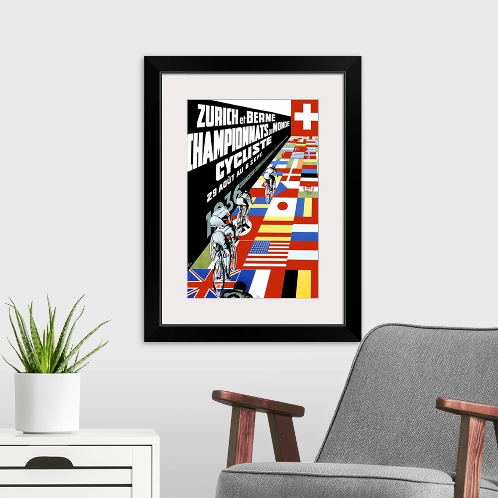 A modern room featuring Berne Bicycle Championship, Zurich, Vintage Poster