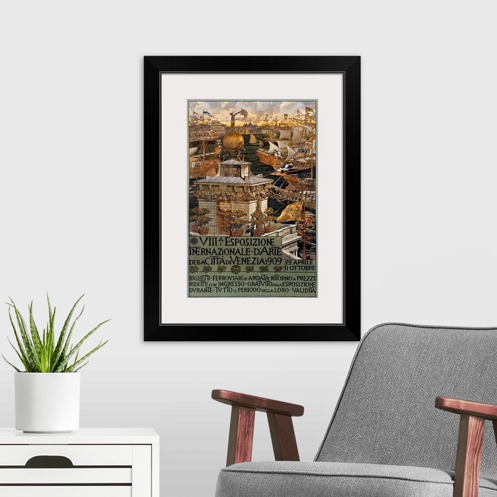 A modern room featuring International Exposition, Vintage Poster