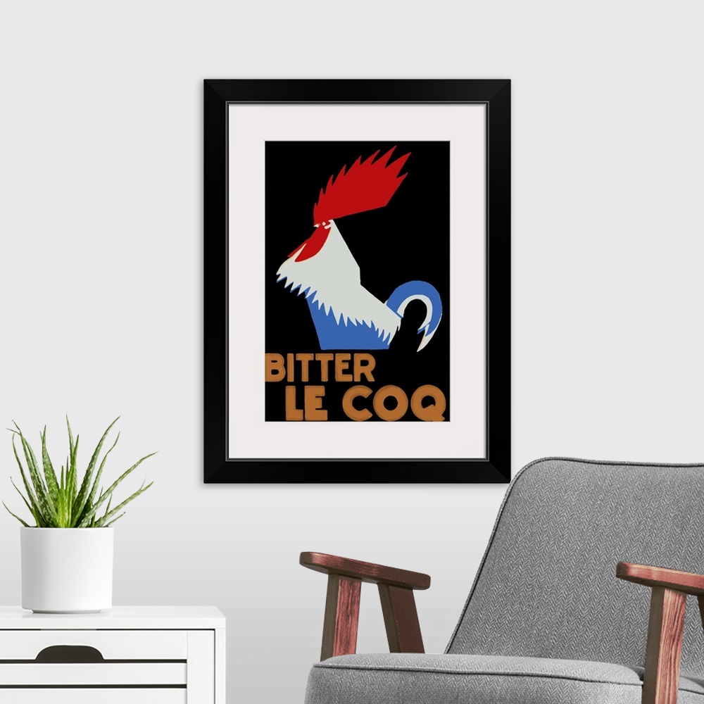 A modern room featuring Bitter le Coq - Vintage Liquor Advertisement