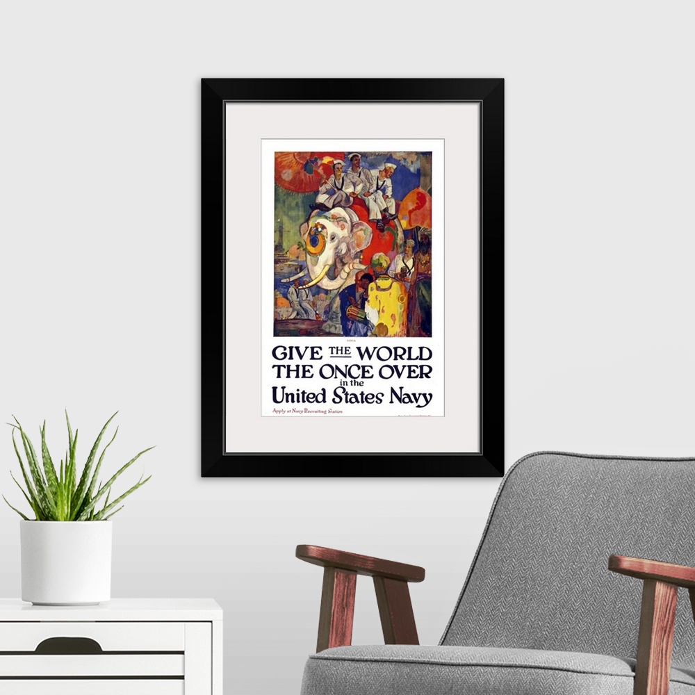 A modern room featuring Give the World the Once Over - Vintage US Navy Poster
