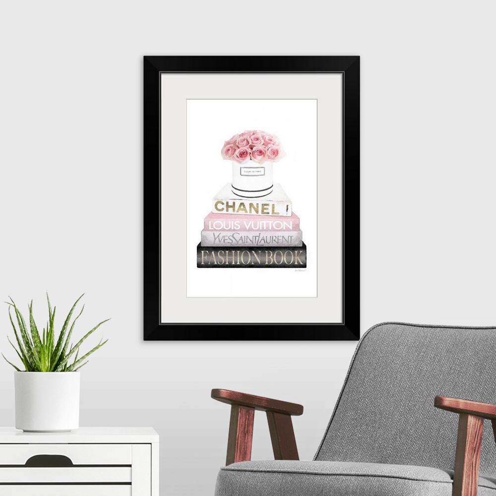 A modern room featuring Bookstack Pink Roses