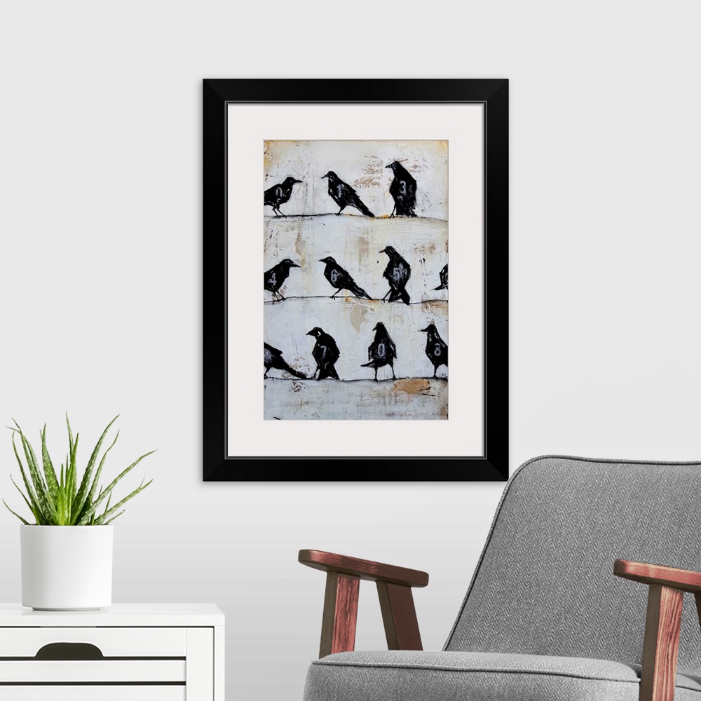 A modern room featuring Crows On The Line - Part Two