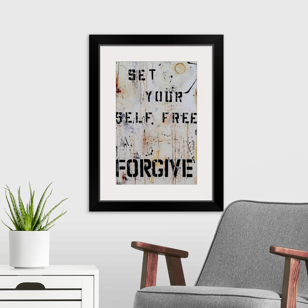 A modern room featuring Forgive
