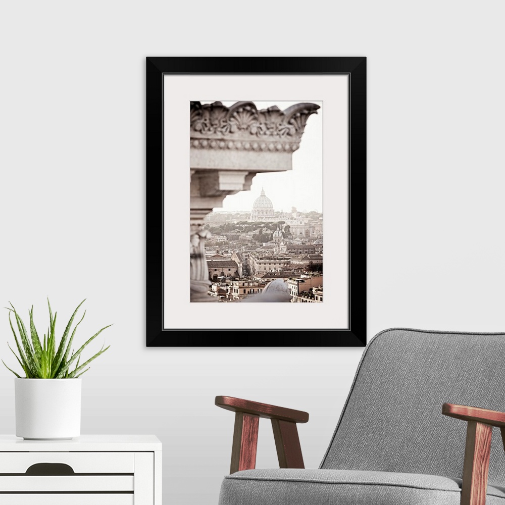 A modern room featuring Italy, Rome, St Peter's Basilica, Panoramic view of Rome with San Pietro (Saint Peter) dome.