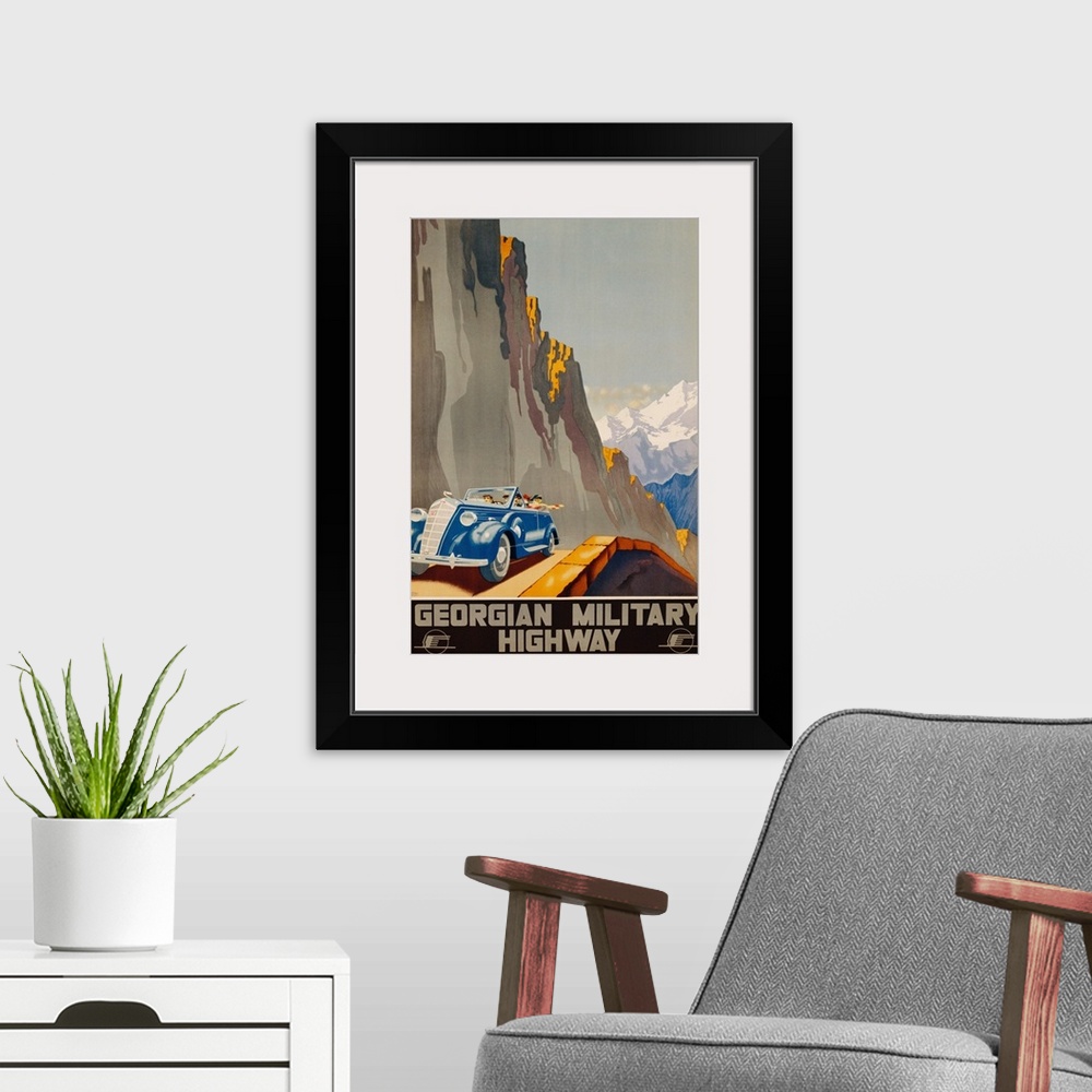 A modern room featuring Georgian Military Highway Poster By Alexander Jitomirsky