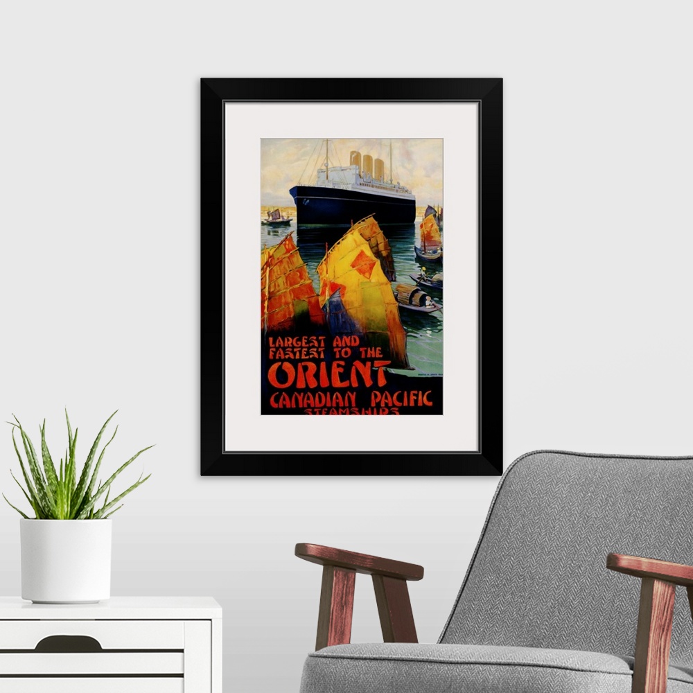 A modern room featuring Largest And Fastest To The Orient Poster