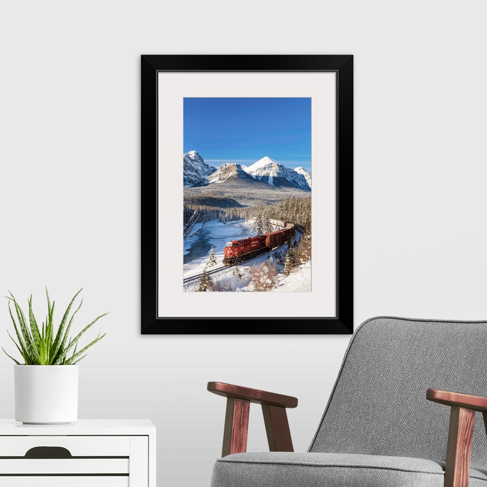 A modern room featuring Canadian Pacific Train In Winter, Morant's Curve, Banff National Park, Alberta, Canada