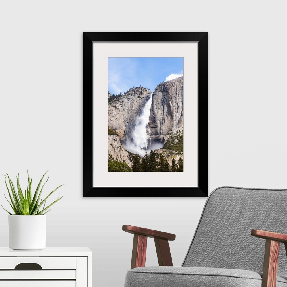 A modern room featuring Upper Yosemite fall, Yosemite National Park, California, USA