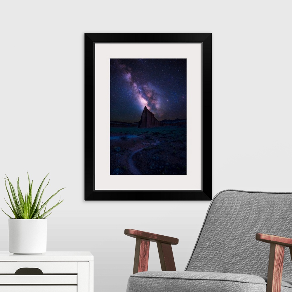 A modern room featuring Milky Way and Temple of the Sun Align, Capitol Reef National Park