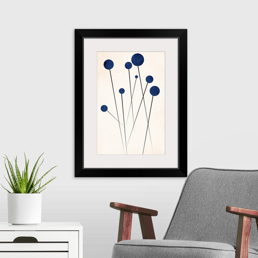 A modern room featuring Blue Flowers In The Wilderness - 2