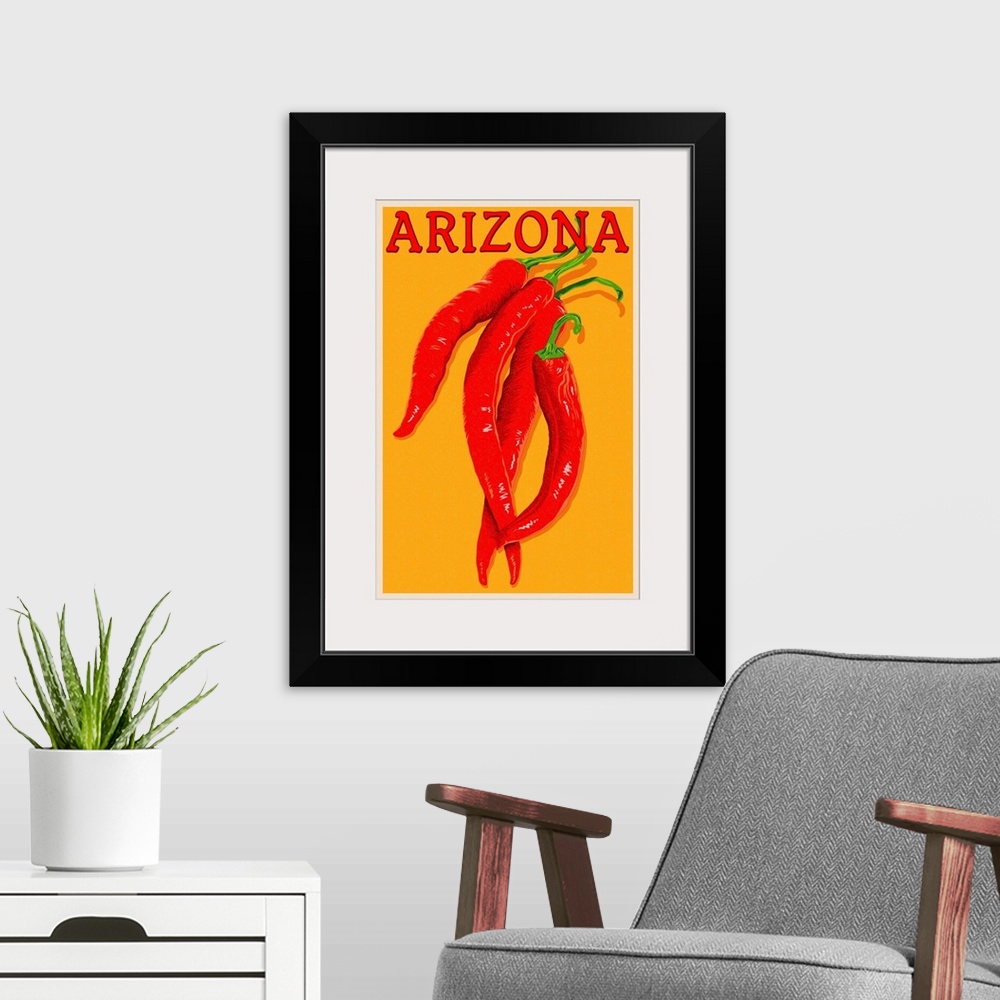 A modern room featuring Arizona, Red Chili, Letterpress