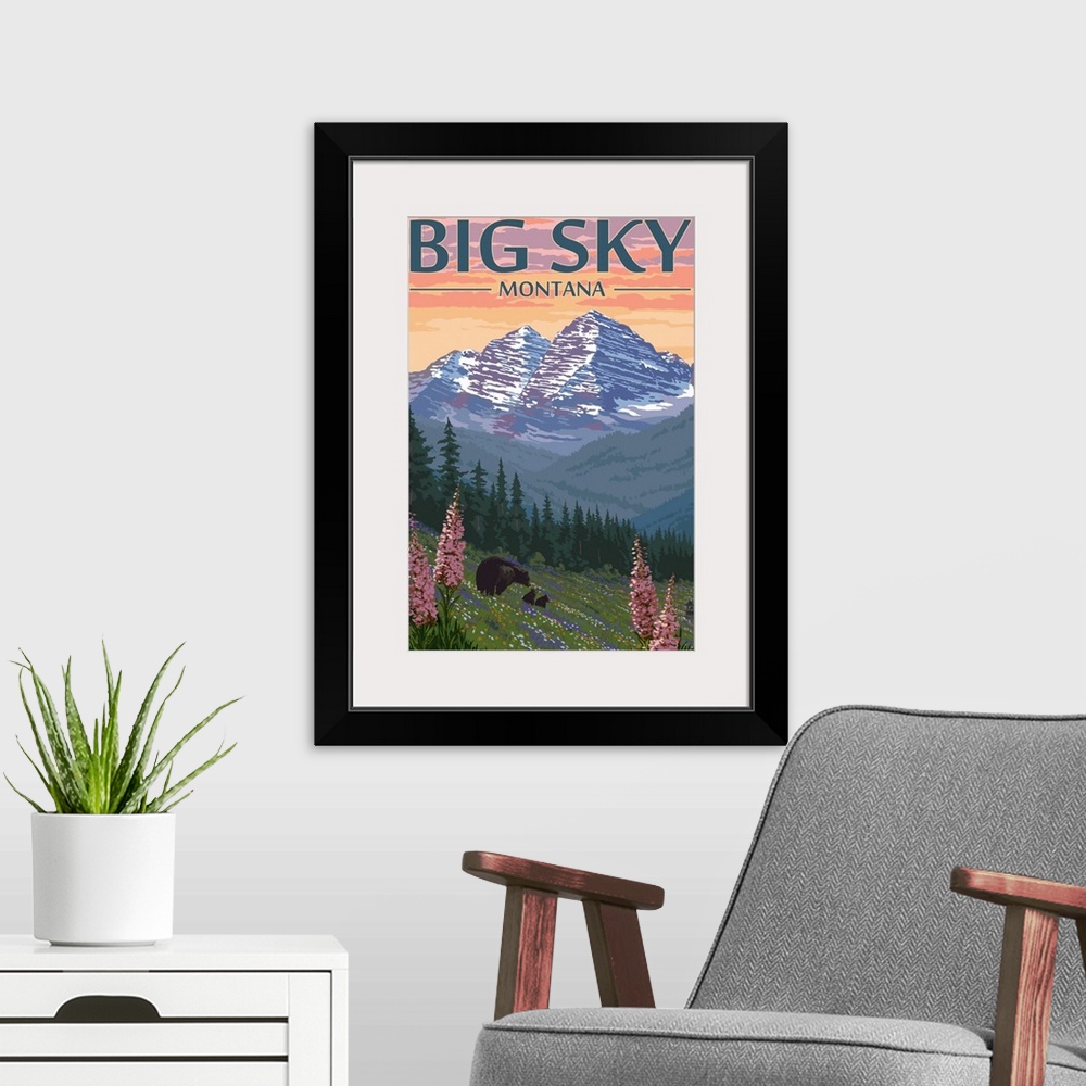 A modern room featuring Big Sky, Montana - Bear & Spring Flowers