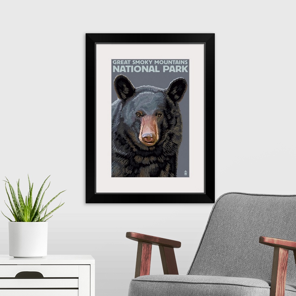 A modern room featuring Black Bear Up Close - Great Smoky Mountains National Park, TN: Retro Travel Poster