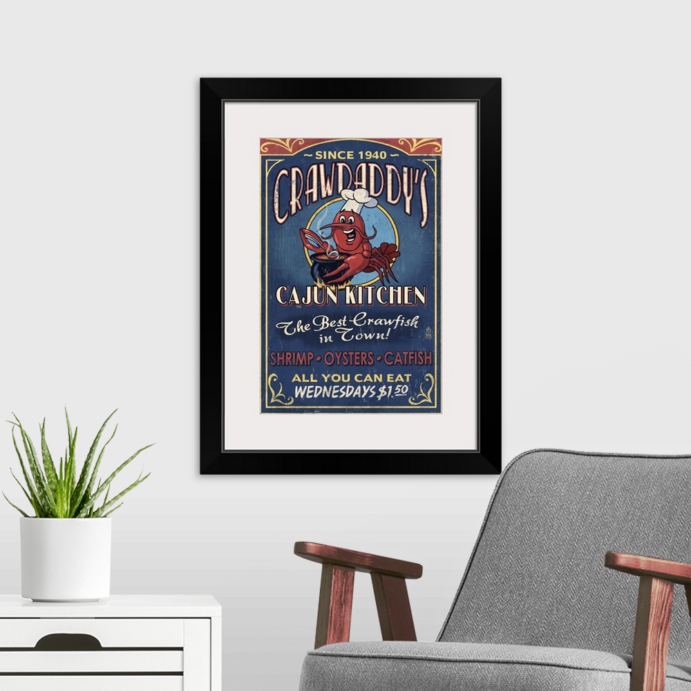A modern room featuring Crawfish, Vintage Sign