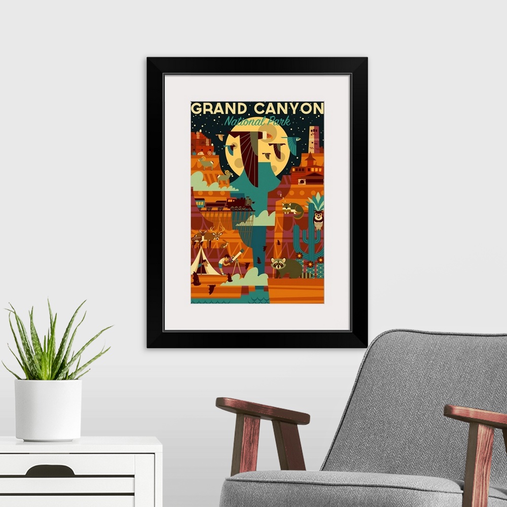 A modern room featuring Grand Canyon National Park, Adventure: Graphic Travel Poster