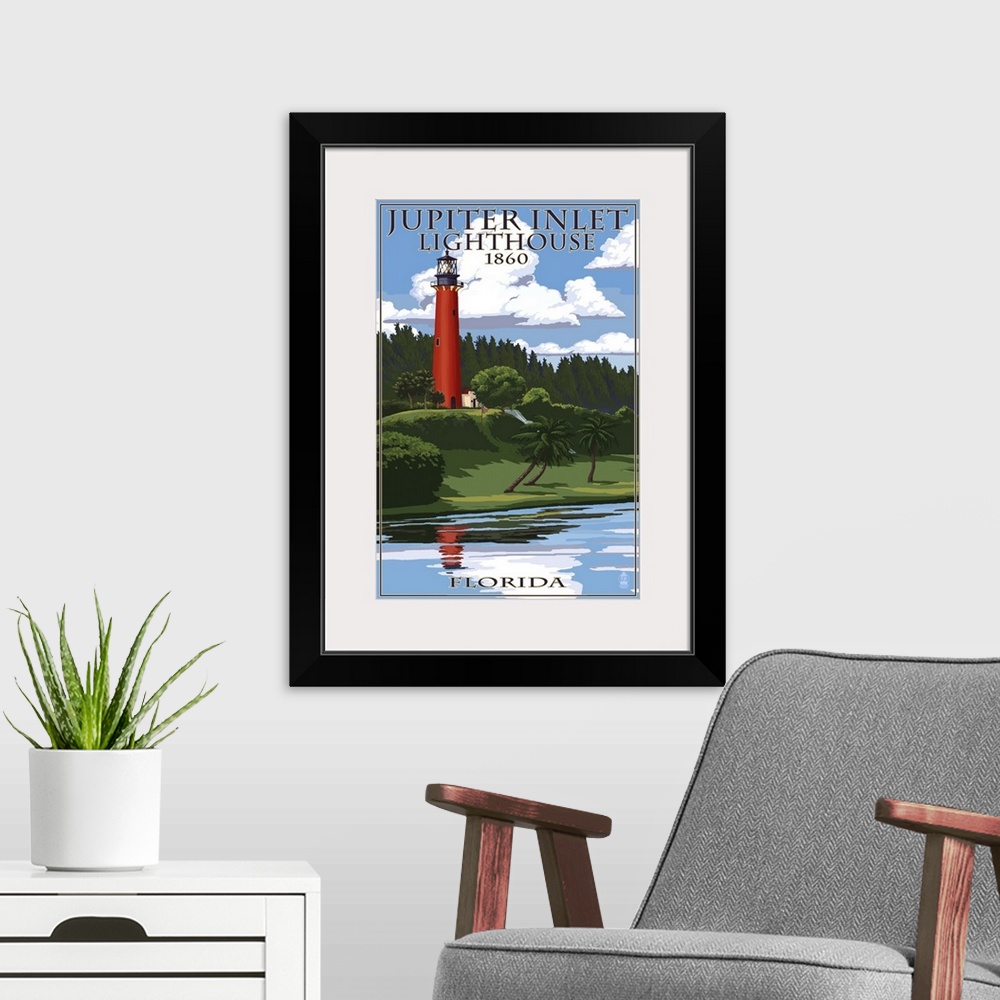 A modern room featuring Jupiter Inlet Lighthouse - Jupiter, Florida: Retro Travel Poster