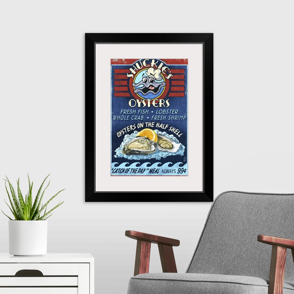 A modern room featuring Oyster Bar, Vintage Sign