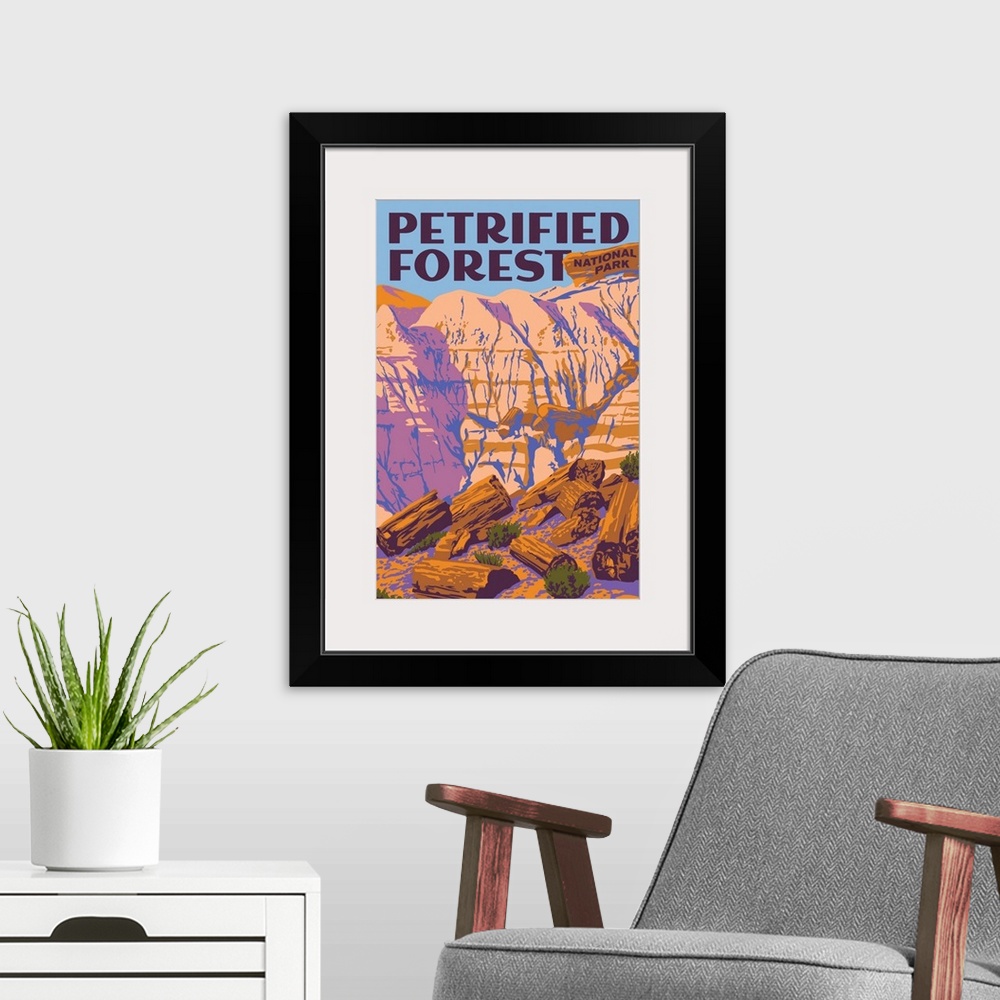 A modern room featuring Petrified Forest National Park, Broken Logs: Graphic Travel Poster