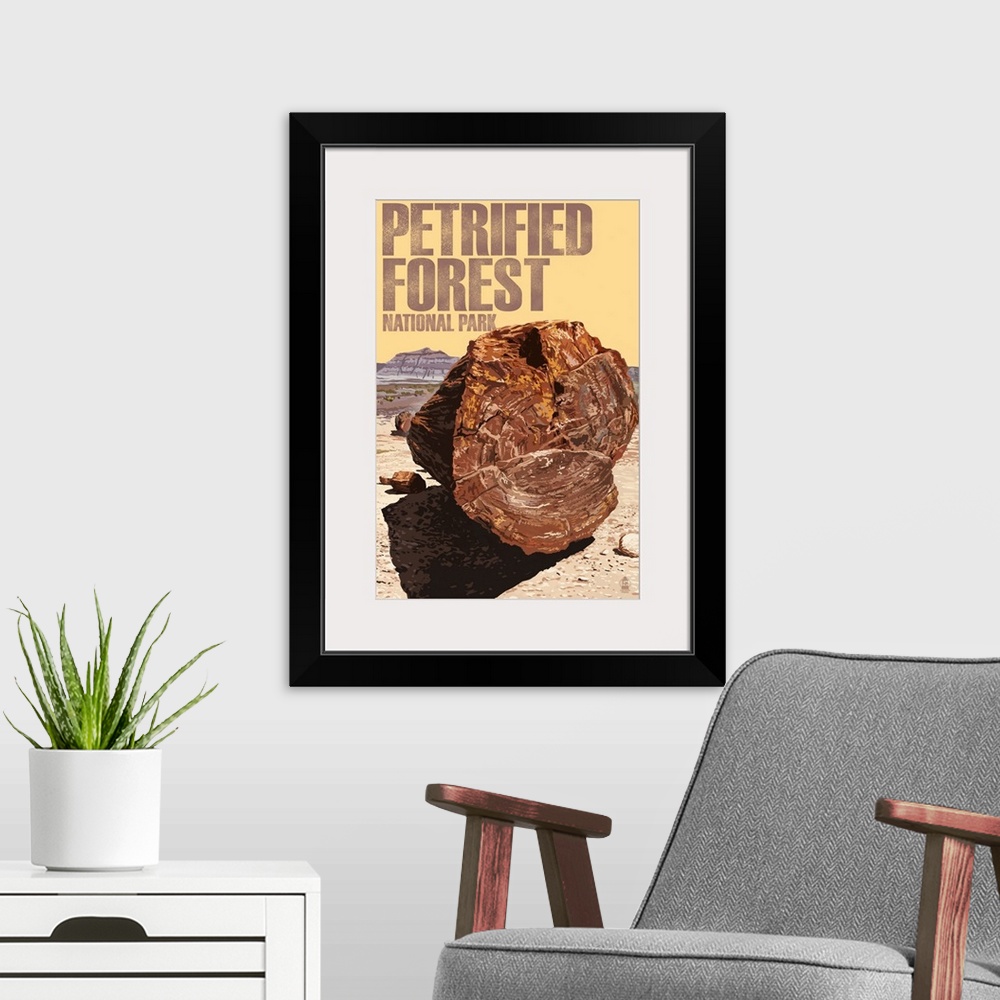 A modern room featuring Petrified Forest National Park, Log: Retro Travel Poster