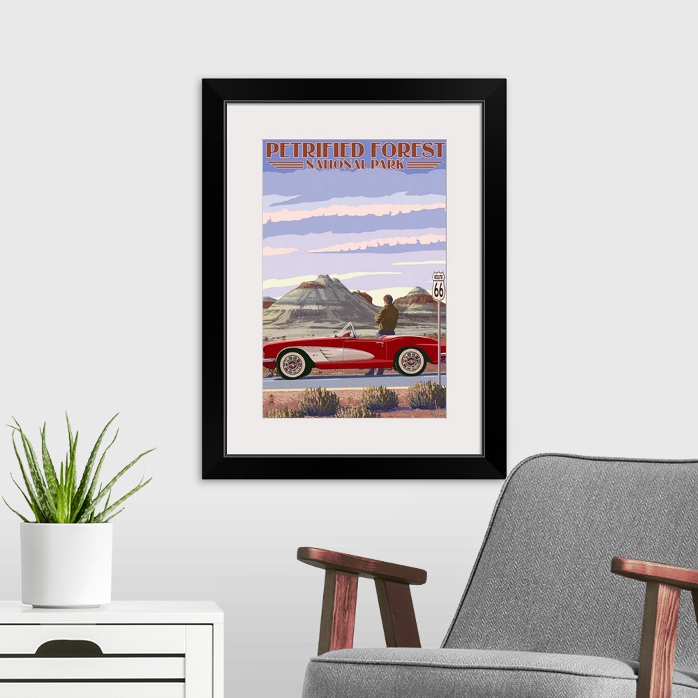 A modern room featuring Petrified Forest National Park, Road Trip: Retro Travel Poster
