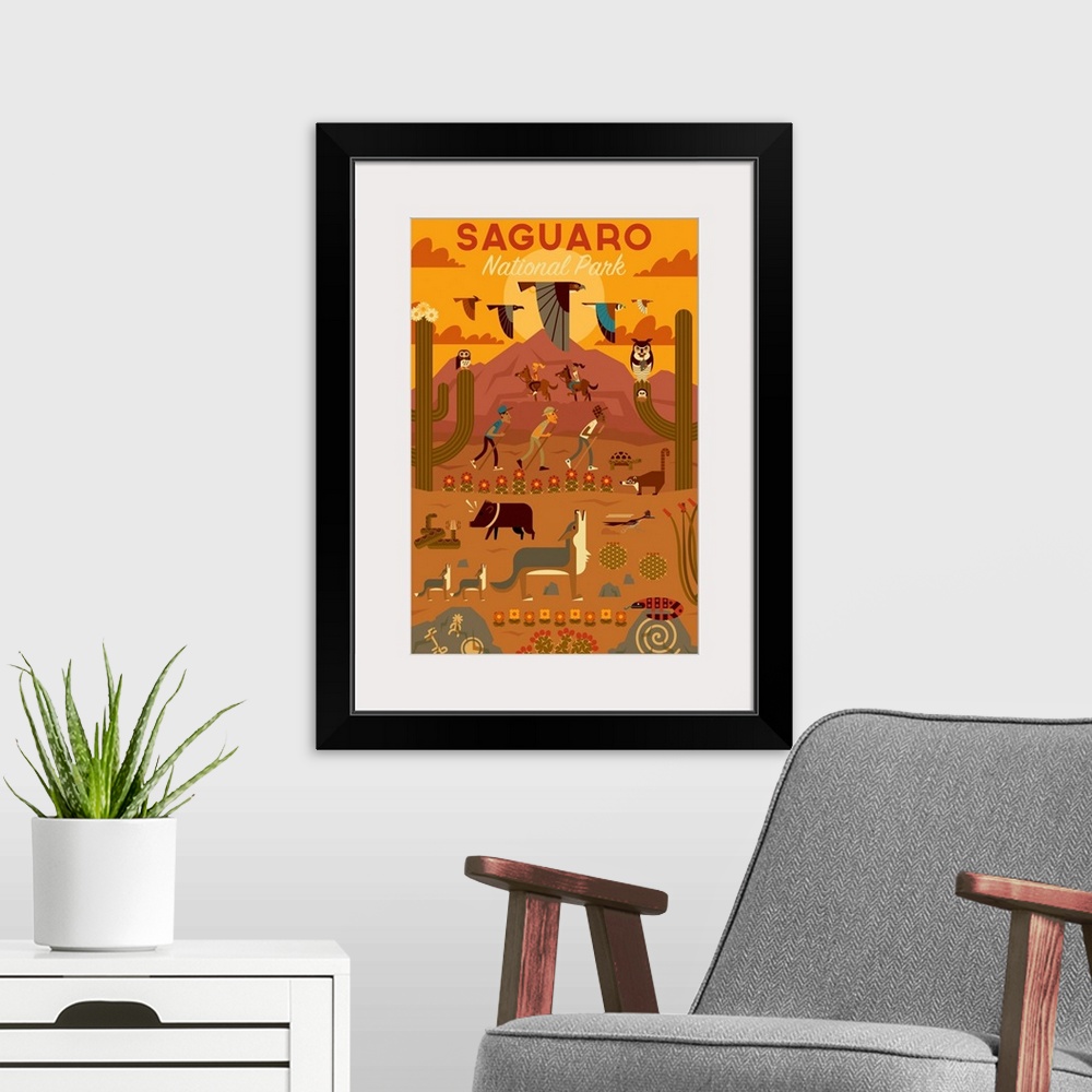 A modern room featuring Saguaro National Park, Adventure: Graphic Travel Poster