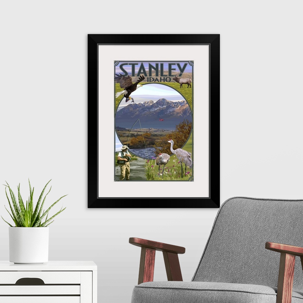A modern room featuring Stanley, Idaho, Town Scenes