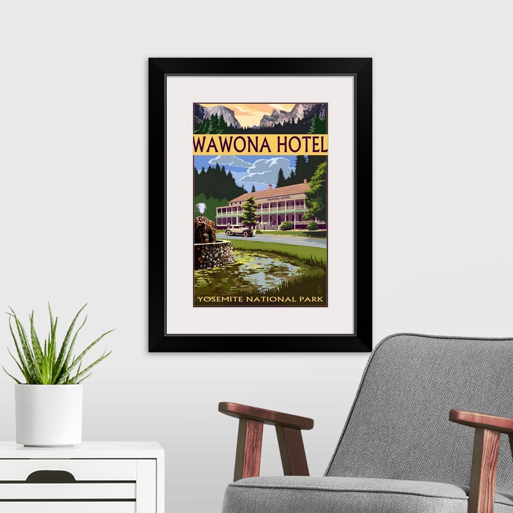 A modern room featuring Wawona Hotel - Yosemite National Park - California: Retro Travel Poster