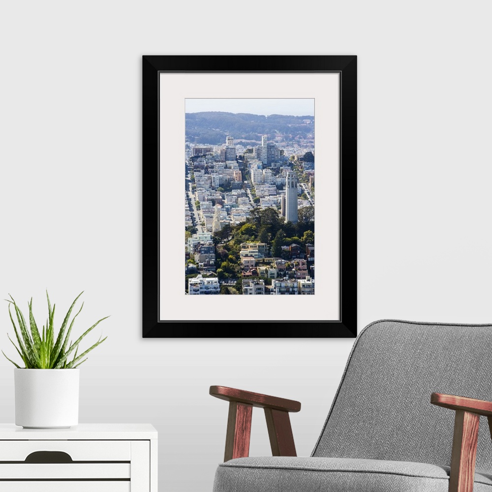A modern room featuring Coit Tower And City Center, San Francisco, California, USA - Aerial Photograph