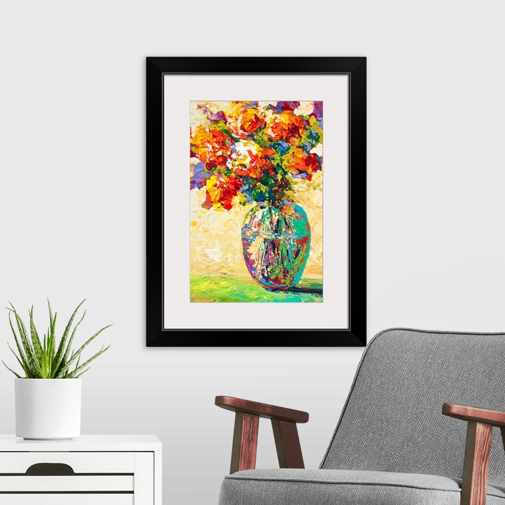 A modern room featuring Abstract Bouquet IV