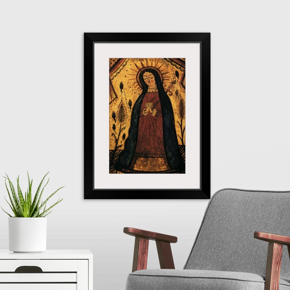 A modern room featuring Our Lady of Sorrows