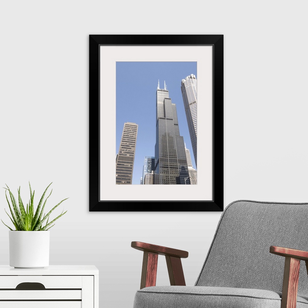 A modern room featuring Sears Tower, Chicago, Illinois, United States of America
