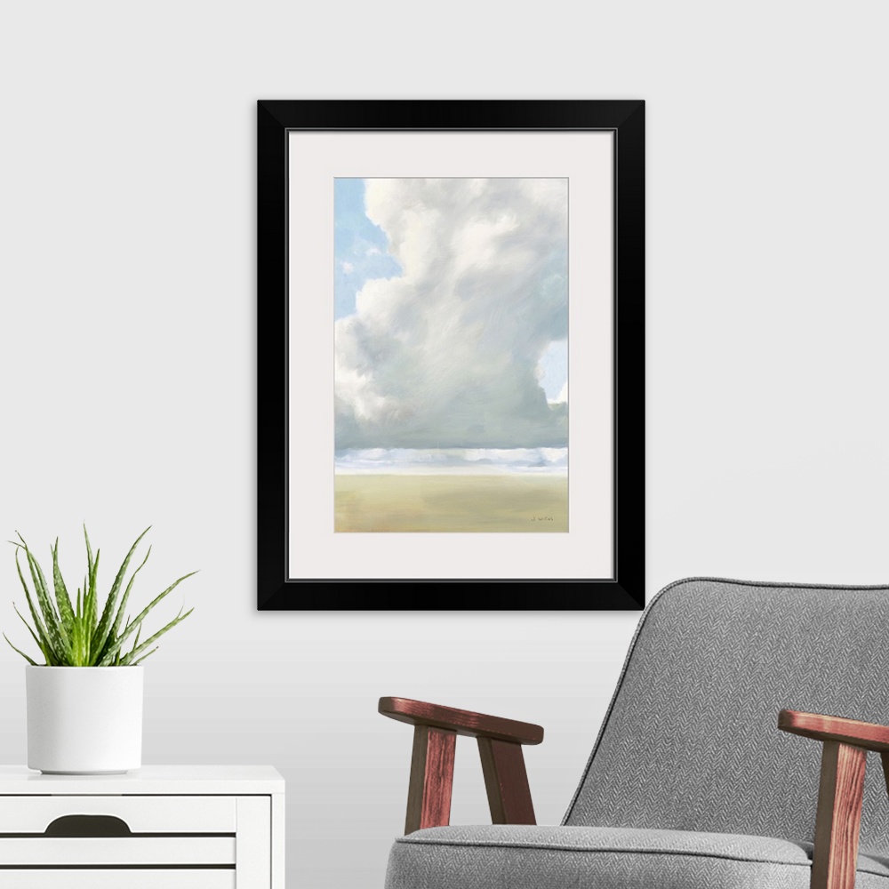 A modern room featuring Cloudy Skies
