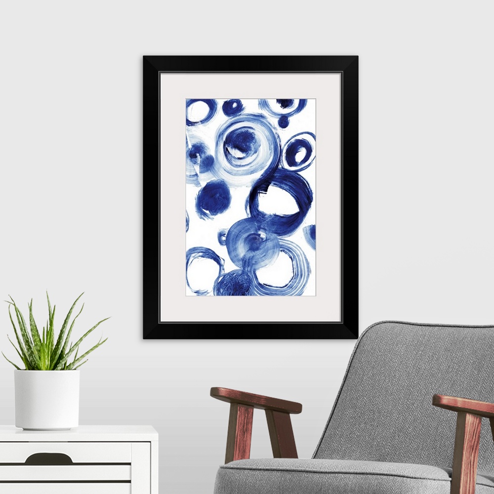 A modern room featuring Blue Circle Study IV